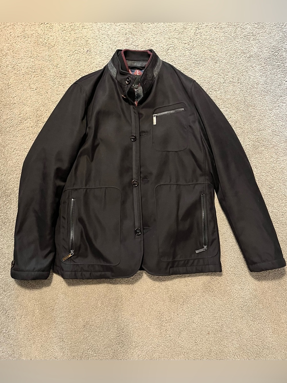 Ted Baker Men's Black Hybrid Zip & Button Jacket